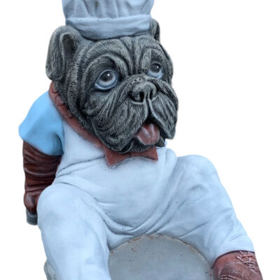 Dog with food bowl 16''h.