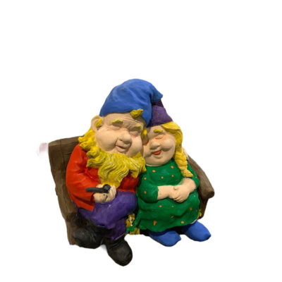 Gnome Grandparents on Bench 11 w x 12