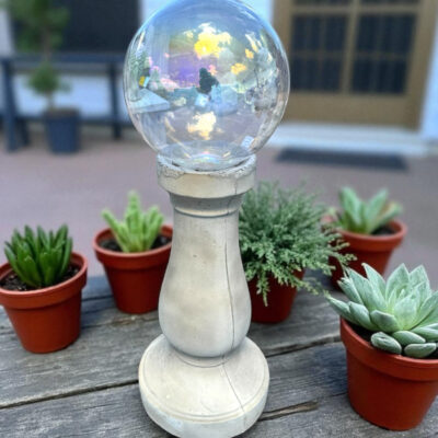 Glass Gazing Globe Soap Bubble 10 on Lane Pedestal 22h